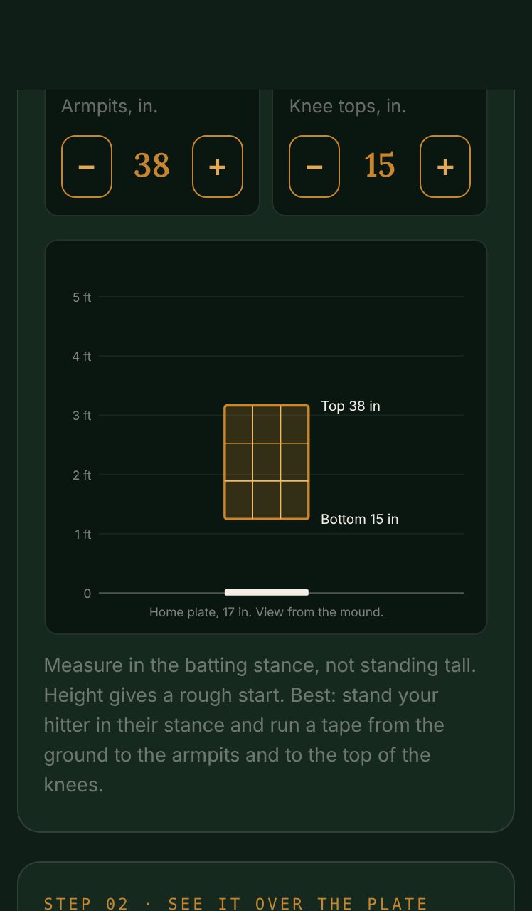 AR Strike Zone: size the zone to your hitter, then see it over the plate